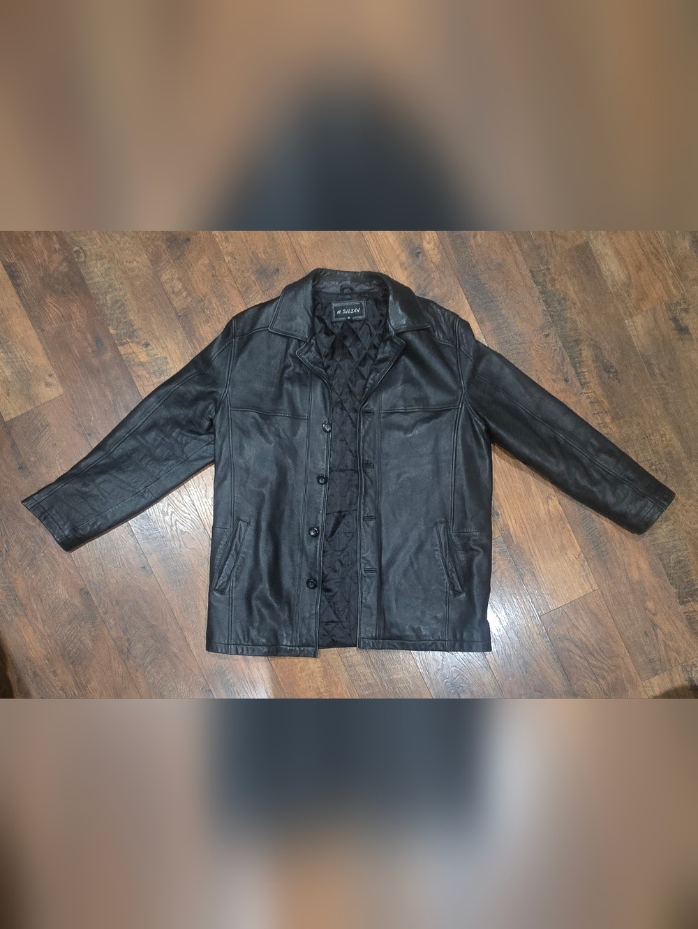 Men's Black Quilted-Lined Coat-Style Leather Jacket